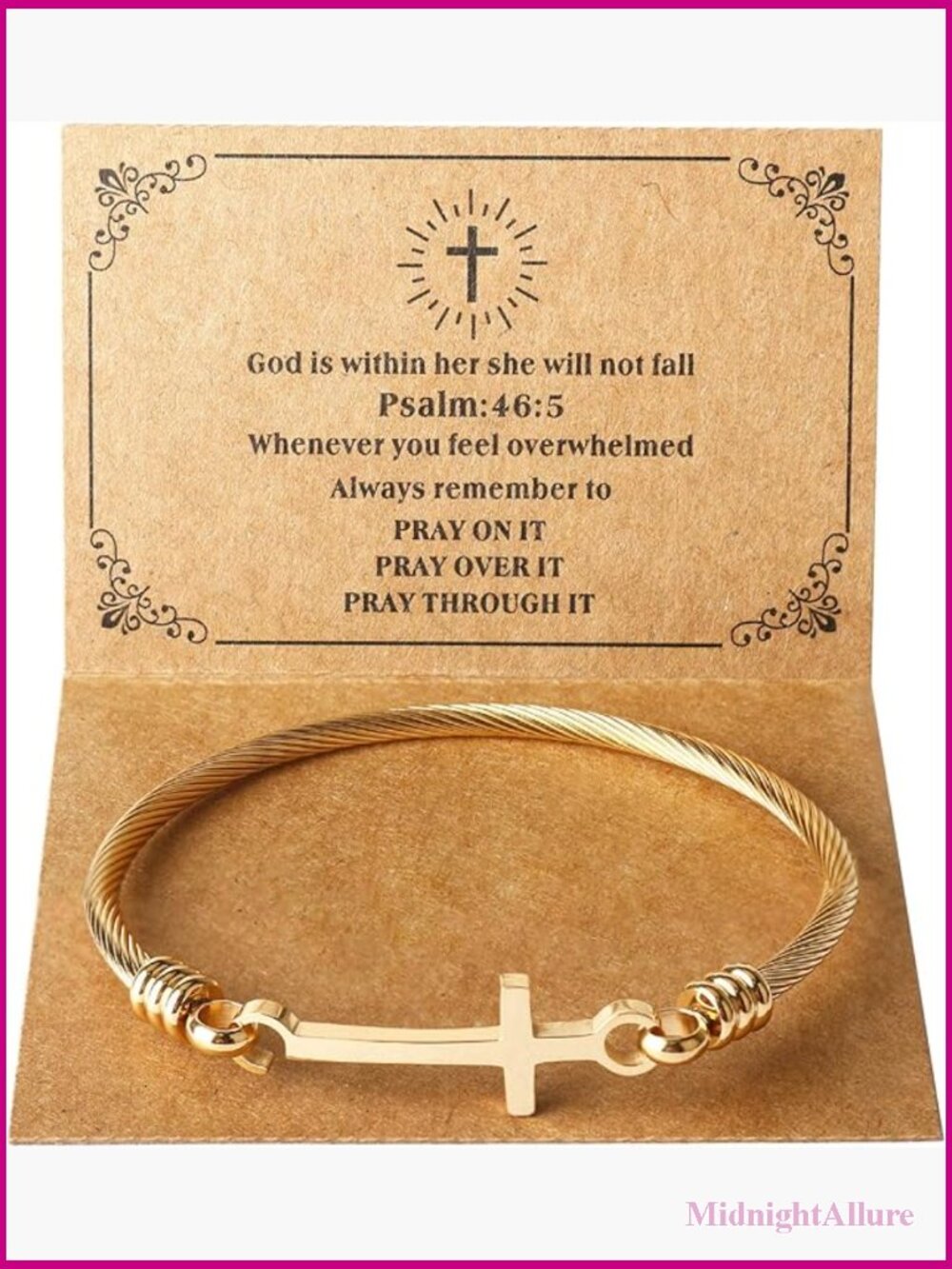 Christian Cross Bracelet Bible Verse Inspirational Stainless Steel Women